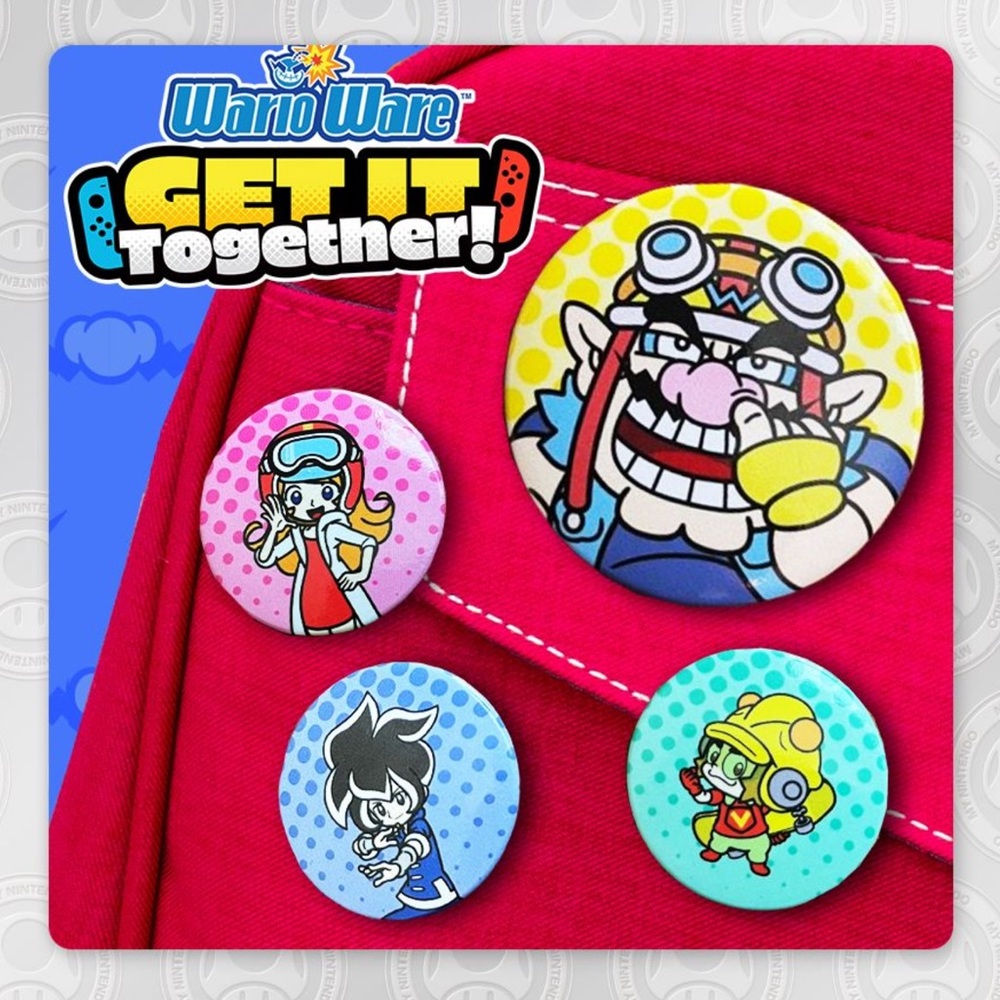 Pictured Characters Wario Ware Get It Together Button Pin Set of 4